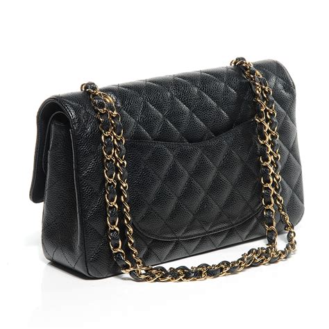 chanel medium black caviar|Black Quilted Caviar Leather Classic Medium Double Flap Bag.